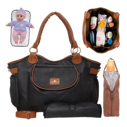 Imagen 1 de 2 de Bolso Maternal Ecocuero Cambiador + Correa + Porta Mamadera
