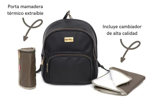 Imagen 3 de 6 de Mochila Maternal Globba Goldie Ecocuero Cambiador Impermeable