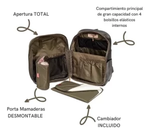 Miniatura 4 de 5 de Mochila Maternal Globba Blondie Ecocuero Grande Xl Cambiador