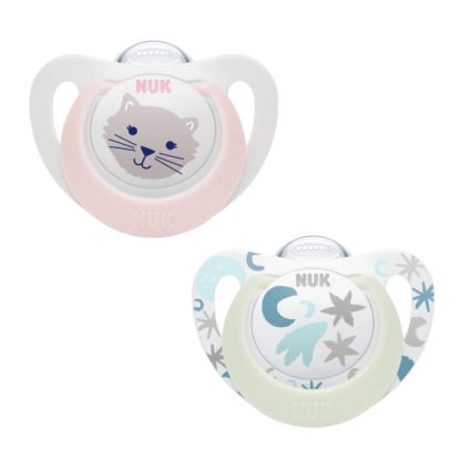 Imagen 1 de 4 de Chupete Nuk Star 0-6 meses Dia/noche x2