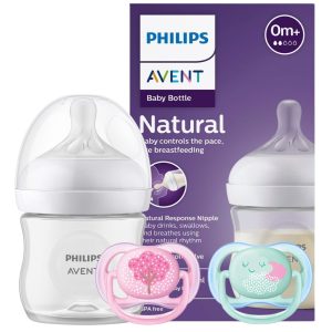 Miniatura 1 de 1 de Set Mamadera Avent Natural  Response 125ml + 2 Chupetes Avent Ultra Air