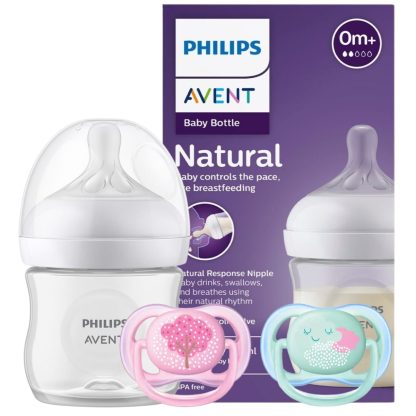 Imagen 1 de 1 de Set Mamadera Avent Natural  Response 125ml + 2 Chupetes Avent Ultra Air