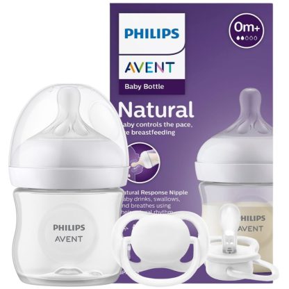 Imagen 1 de 4 de Set Mamadera Avent Natural Response 125ml + Chupete Avent Ultra Air Unisex Rn