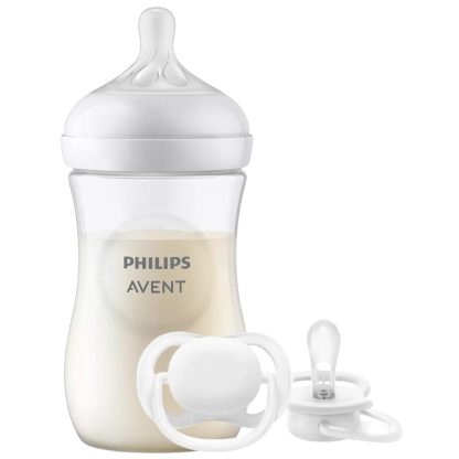 Imagen 1 de 6 de Set Mamadera Avent Natural Response 260ml + Chupete Avent Ultra Soft Unisex Rn