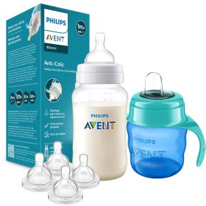 SET MAMADERA AVENT ANTICOLIC REFRESH 260 ML + VASO 200ML + TETINAS