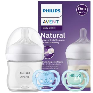 Mamadera Avent Natural Response 125ml + 2 Chupetes Avent Ultra Air