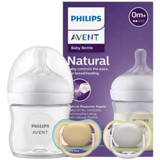 Mamadera Avent Natural Response 125ml + 2 Chupetes Avent Ultra Air