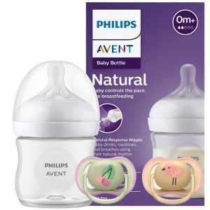 Mamadera Avent Natural Response 125ml + 2 Chupetes Avent Ultra Air