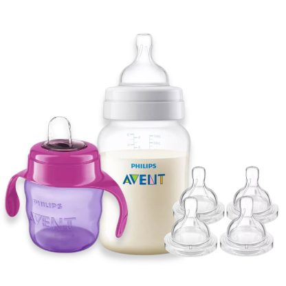 Imagen 1 de 1 de Set Mamadera Avent Anticolic Refresh 260ml + Vaso Easy Sip 200ml + Tetinas