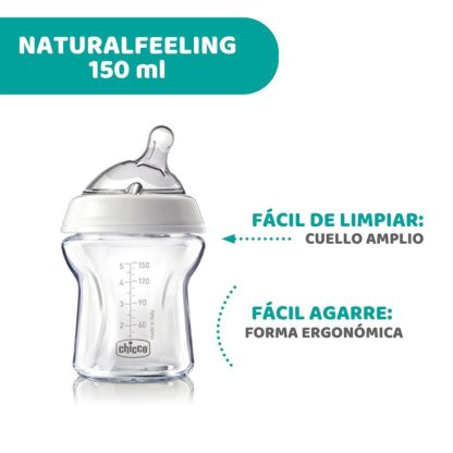 Imagen 3 de 8 de Mamadera Chicco Natural Feeling 150ml 0m+ Vidrio
