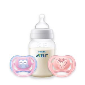 Set Mamadera Anticolic 260ml + 2 Chupetes Avent Ultra Air – Nena