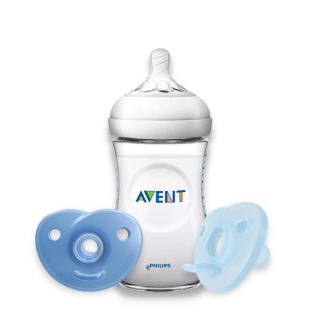 Imagen 2 de Mamadera Avent Natural 260ml + 2 Chupetes Avent Soothie