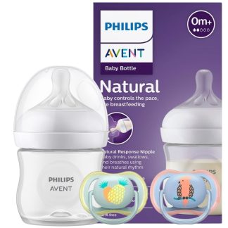 Mamadera Avent Natural Response 125ml + 2 Chupetes Avent Ultra Air