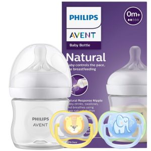 Mamadera Avent Natural Response 125ml + 2 Chupetes Avent Ultra Air