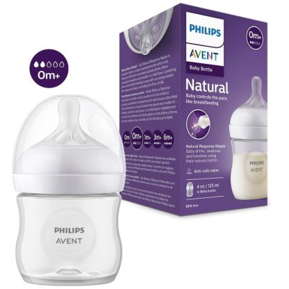 Imagen 3 de 5 de Set Mamadera Avent Natural Response 125ml + Chupete Avent Ultra Soft Unisex Rn