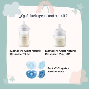 Miniatura 2 de 6 de Set Mamaderas Avent Natural 125ml y 260ml + 2 Chupetes Avent Soothie
