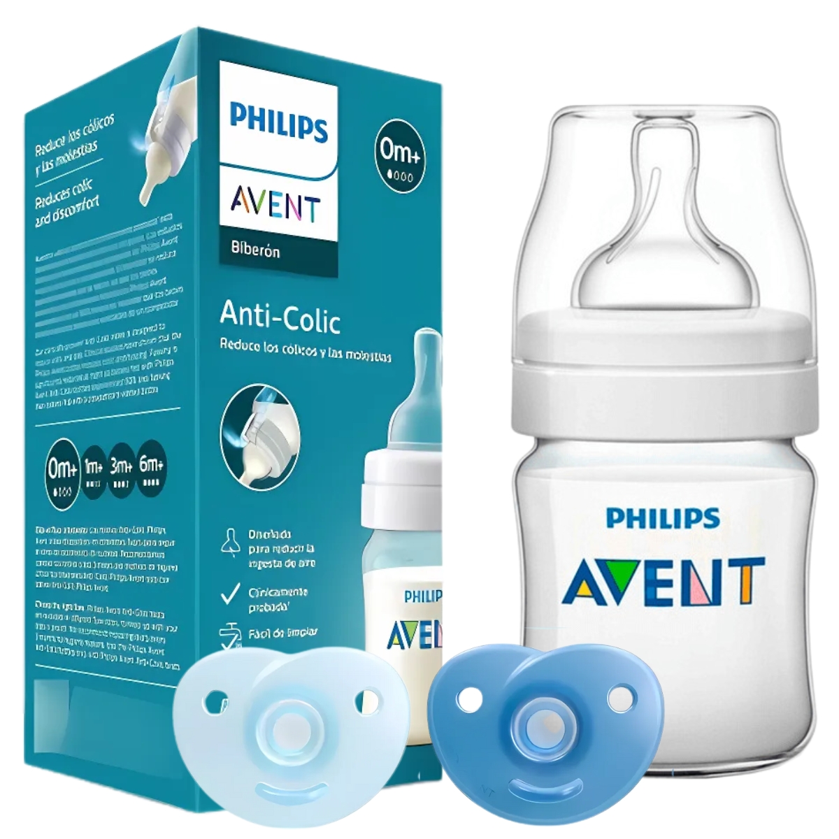 Imagen 1 de 1 de Set Philips Avent Mamadera Anti-colic Refresh 125ml + Chupetes Soothie
