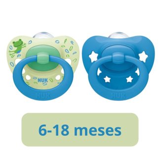 Chupete Nuk Signature 6-18 meses Verde y Azul nene Rana