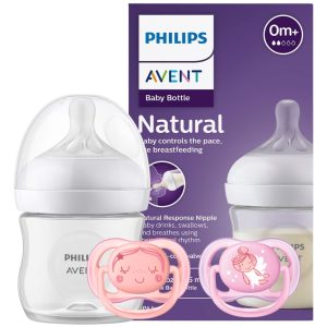 Mamadera Avent Natural Response 125ml + 2 Chupetes Avent Ultra Air