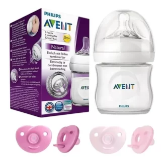 Imagen 1 de Set Mamadera Avent Natural 125ml + 2 Chupetes Avent Soothie