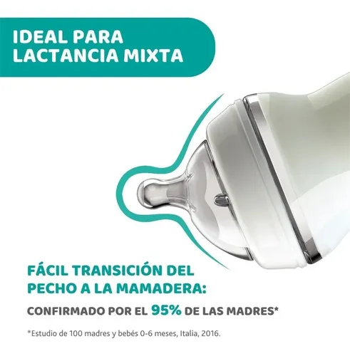 Imagen 8 de 8 de Mamadera Chicco Natural Feeling 150ml 0m+ Flujo Lento