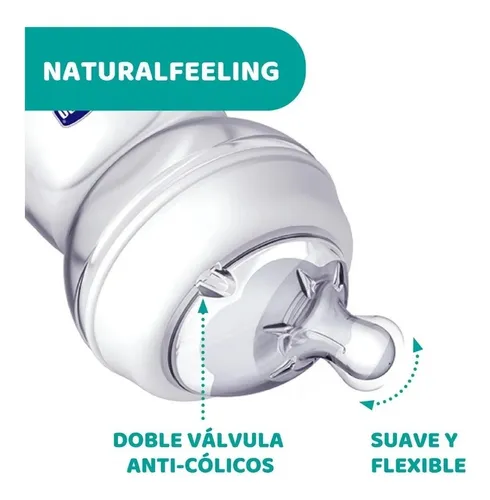 Imagen 4 de 8 de Mamadera Chicco Natural Feeling 150ml 0m+ Flujo Lento