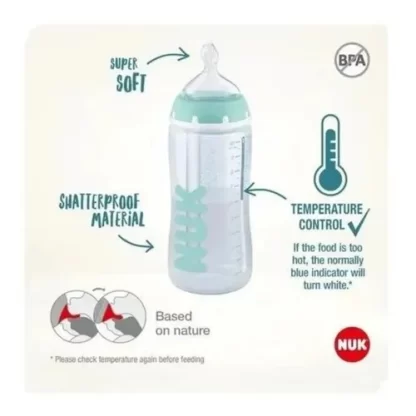 Imagen 6 de 6 de Mamadera Nuk First Choice+ 300ml 0-6 meses Control De Temperatura Profesional Anticólicos