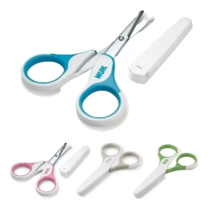 Imagen 1 de 1 de Tijera Bebe Nuk Punta Redonda Con Tapa Protectora