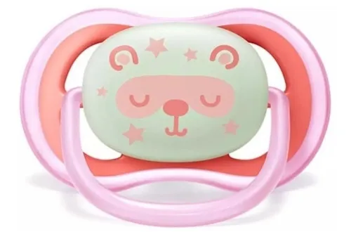 Chupete Mam Air que brilla en la oscuridad, para niñas de 6 a 18 meses,  color rosa