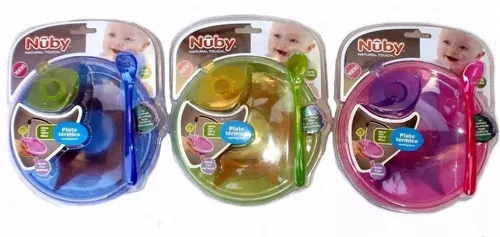Imagen 3 de 3 de Plato Termico Con Sopapa + Cuchara Nuby