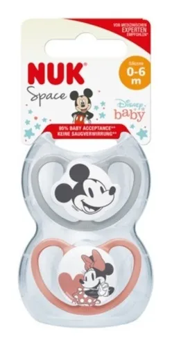 Imagen 2 de 2 de Chupete Nuk Space Mickey Mouse T1 0-6 meses x2