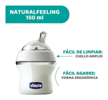 Imagen 5 de 8 de Mamadera Chicco Natural Feeling 150ml 0m+ Flujo Lento