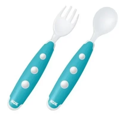 Imagen 1 de 1 de Set Mini Cuchara Y Tenedor Nuk Para Bebes 8m+