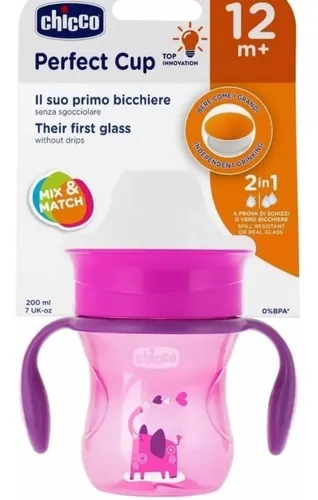 Imagen 2 de 6 de Vaso Chicco Perfect Cup Antiderrame 360º 12m+