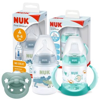 Set Nuk Mamadera First Choice, Vaso Aprendizaje Y Chupete