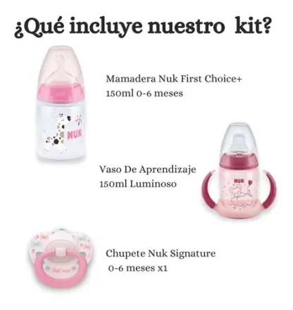 Imagen 1 de 4 de Set Nuk Mamadera First Choice, Vaso Aprendizaje Y Chupete
