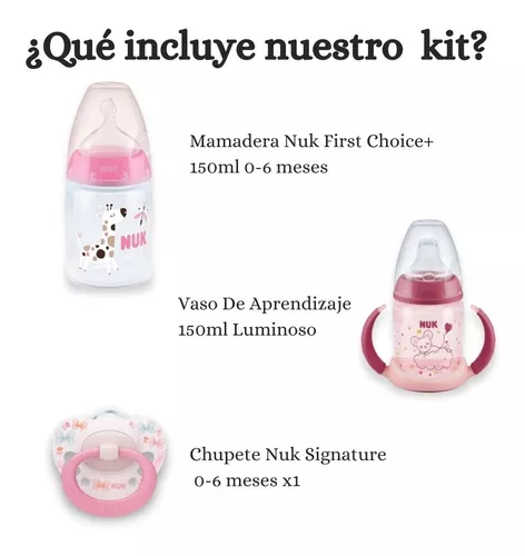 Imagen 1 de 4 de Set Nuk Mamadera First Choice, Vaso Aprendizaje Y Chupete
