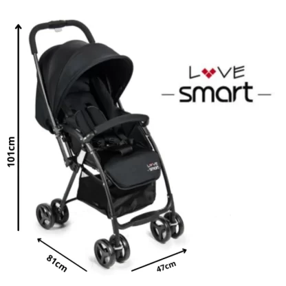 Imagen 3 de 5 de Coche Cuna de Paseo Smart Ultra liviano Manija Rebatible Love 1002