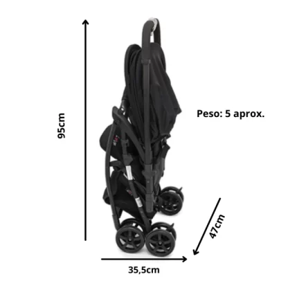 Imagen 4 de 5 de Coche Cuna de Paseo Smart Ultra liviano Manija Rebatible Love 1002