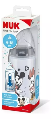 Imagen 3 de 7 de Mamadera Nuk Control Temperatura Mickey 300ml 6-18m Fujo M