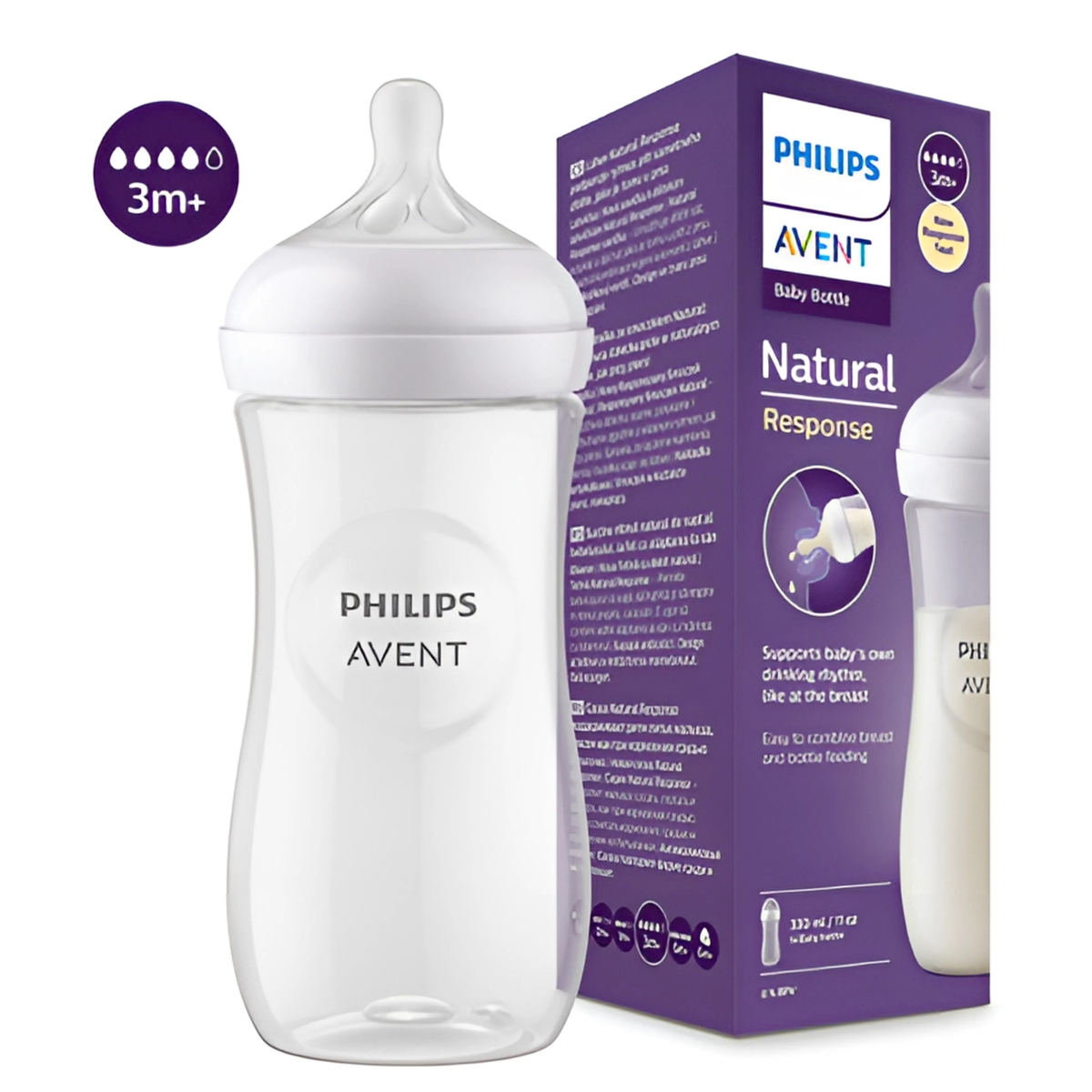 Imagen 4 de 5 de Mamaderas Avent Natural Response 125ml + Natural 330ml Libre Bpa Y Cepillo