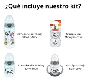 Miniatura 2 de 9 de Set Nuk Disney Mickey 4 Piezas Mamadera Vaso Chupete 0-6m+