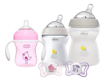 Imagen 1 de 9 de Set Bebe Chicco Mamaderas Natural Feeling, Vaso, Chupete