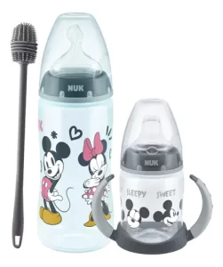 Miniatura 1 de 8 de Set Nuk Disney Bebe Mickey Mamadera Vaso Aprendizaje Cepillo