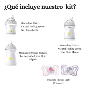 Miniatura 2 de 6 de Set Mamaderas Chicco Combo X3 150ml 250ml 330ml Y Chupete X2