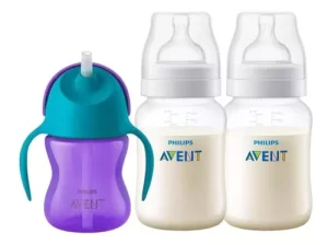 Imagen destacada de Set Mamaderas Avent Anticolicos 260ml Vaso Avent 9m Kit Bebe