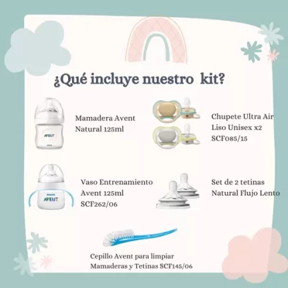 Imagen 2 de 7 de Set Avent Mamadera+vaso Entrenamiento+cepillo+ Chupet+tetina