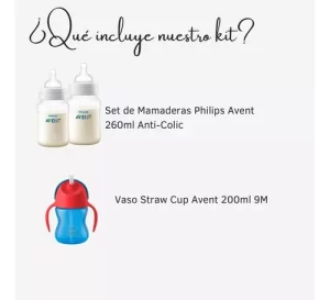 Miniatura 2 de 7 de Set Mamaderas Avent Anticolicos 260ml Vaso Avent 9m Kit Bebe