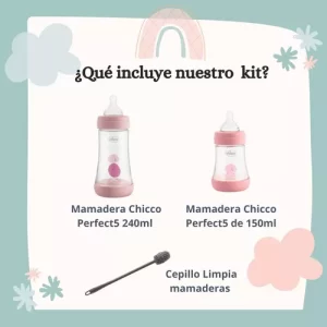 Miniatura 2 de 8 de Set Bebé 2 Mamaderas Perfect5 Chicco 150ml 240ml Con Cepillo