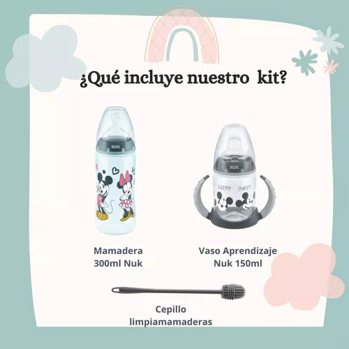 Imagen 2 de 8 de Set Nuk Disney Bebe Mickey Mamadera Vaso Aprendizaje Cepillo